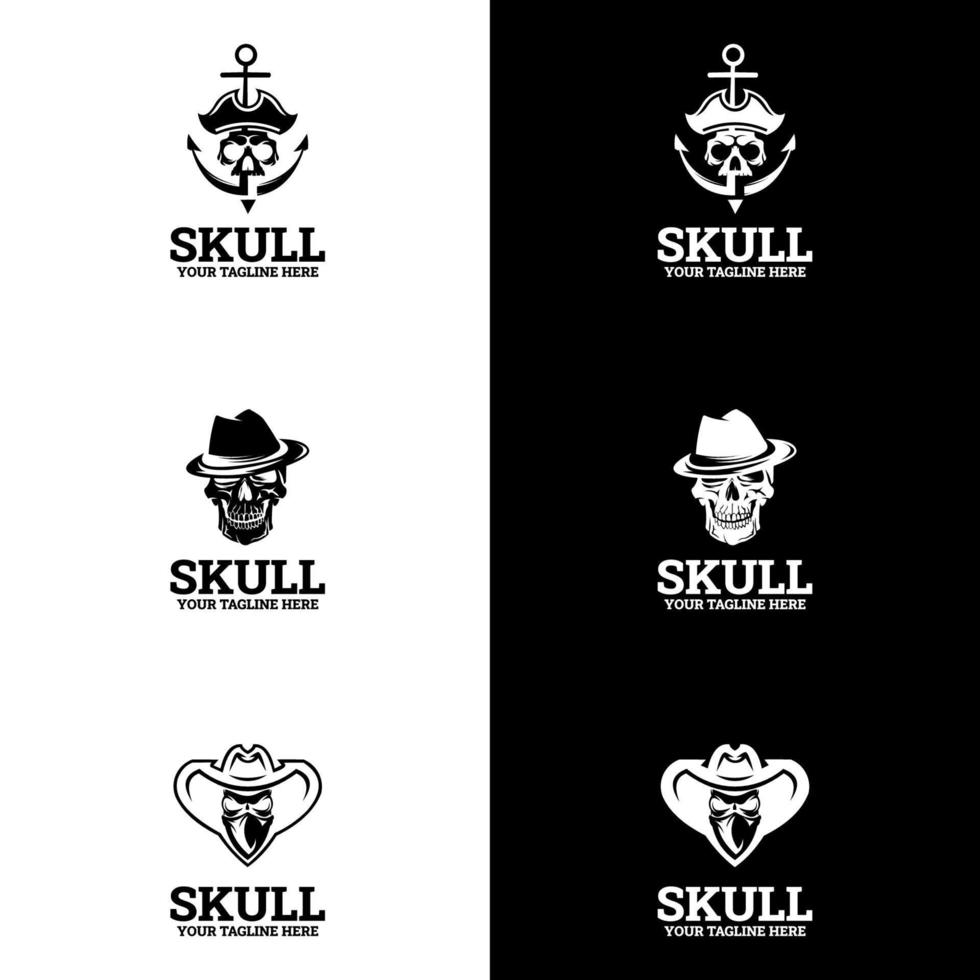 schedel logo, pictogram of schedel illustratie, vector van skelet. geschikt voor bedrijfslogo, print, digitaal, pictogram, apps en ander marketingmateriaal. schedel logo set