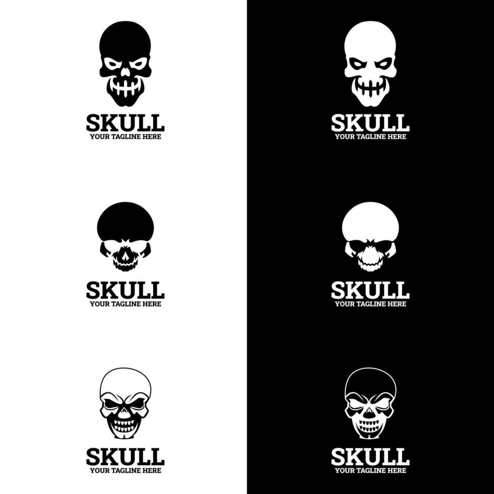 schedel logo, pictogram of schedel illustratie, vector van skelet. geschikt voor bedrijfslogo, print, digitaal, pictogram, apps en ander marketingmateriaal. schedel logo set