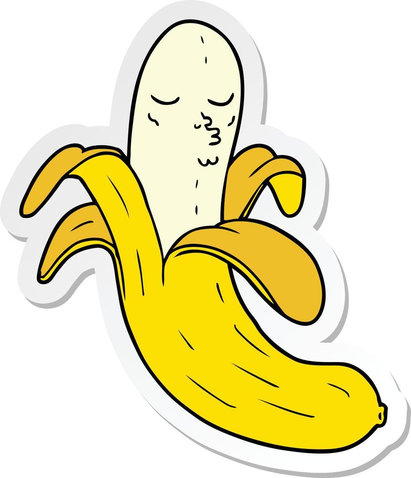 sticker van een cartoon biologische banaan van de beste kwaliteit vector
