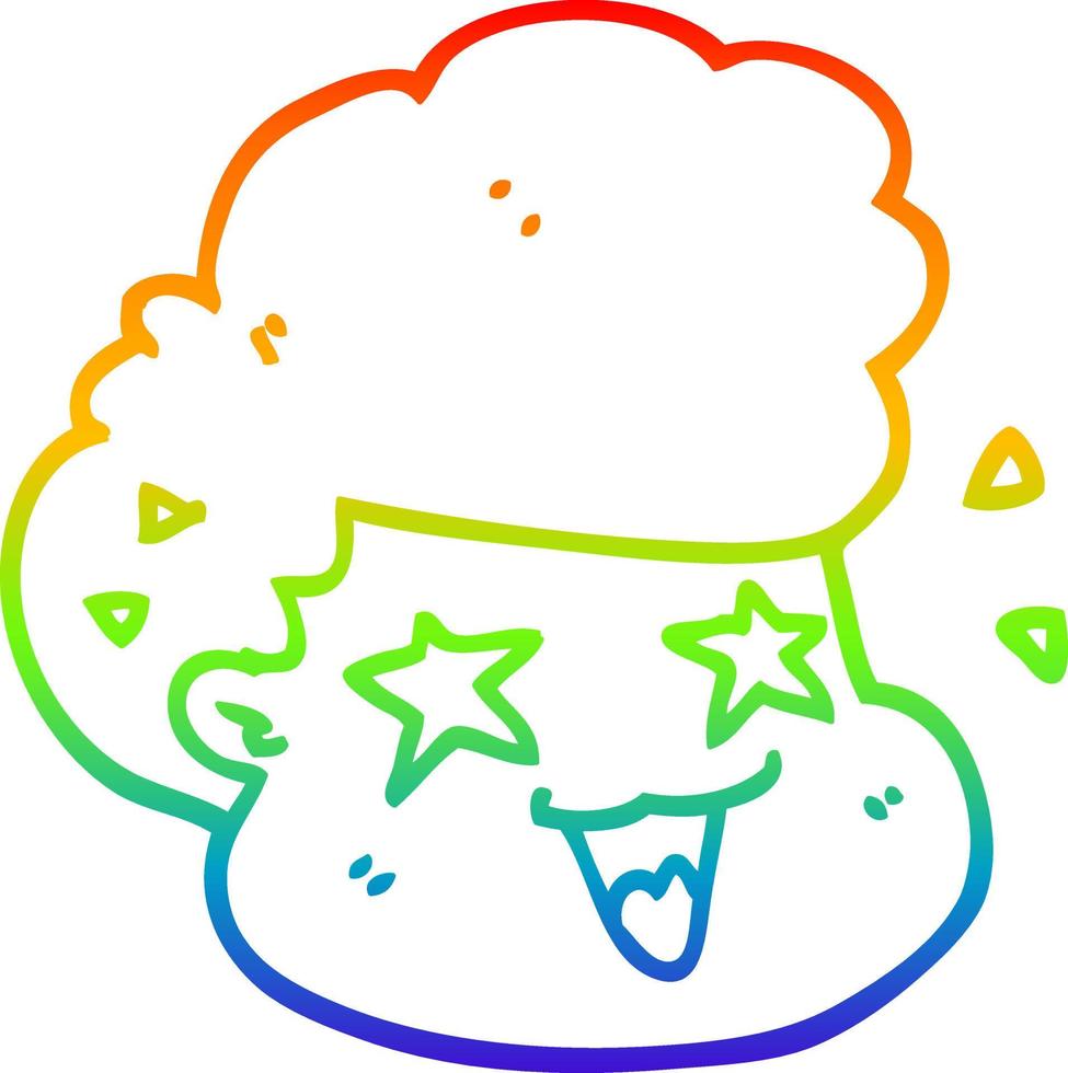 regenbooggradiënt lijntekening cartoon opgewonden jongen vector