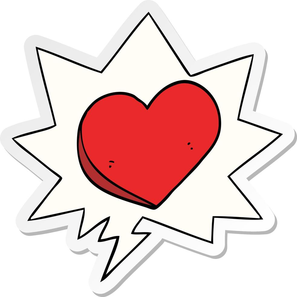 cartoon liefde hart en tekstballon sticker vector