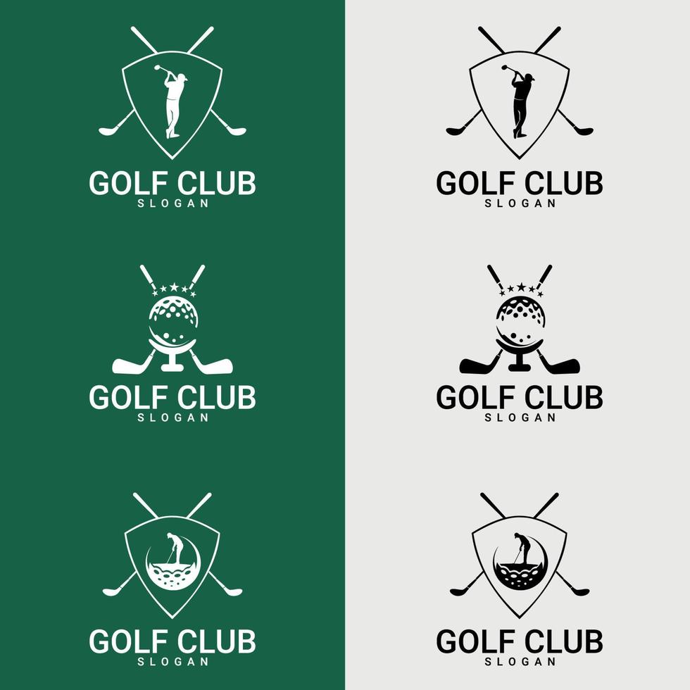 set golfclublogo's, labels en emblemen. geschikt voor bedrijfslogo, print, digitaal, pictogram, apps en ander marketingmateriaal. golflogo instellen. vector