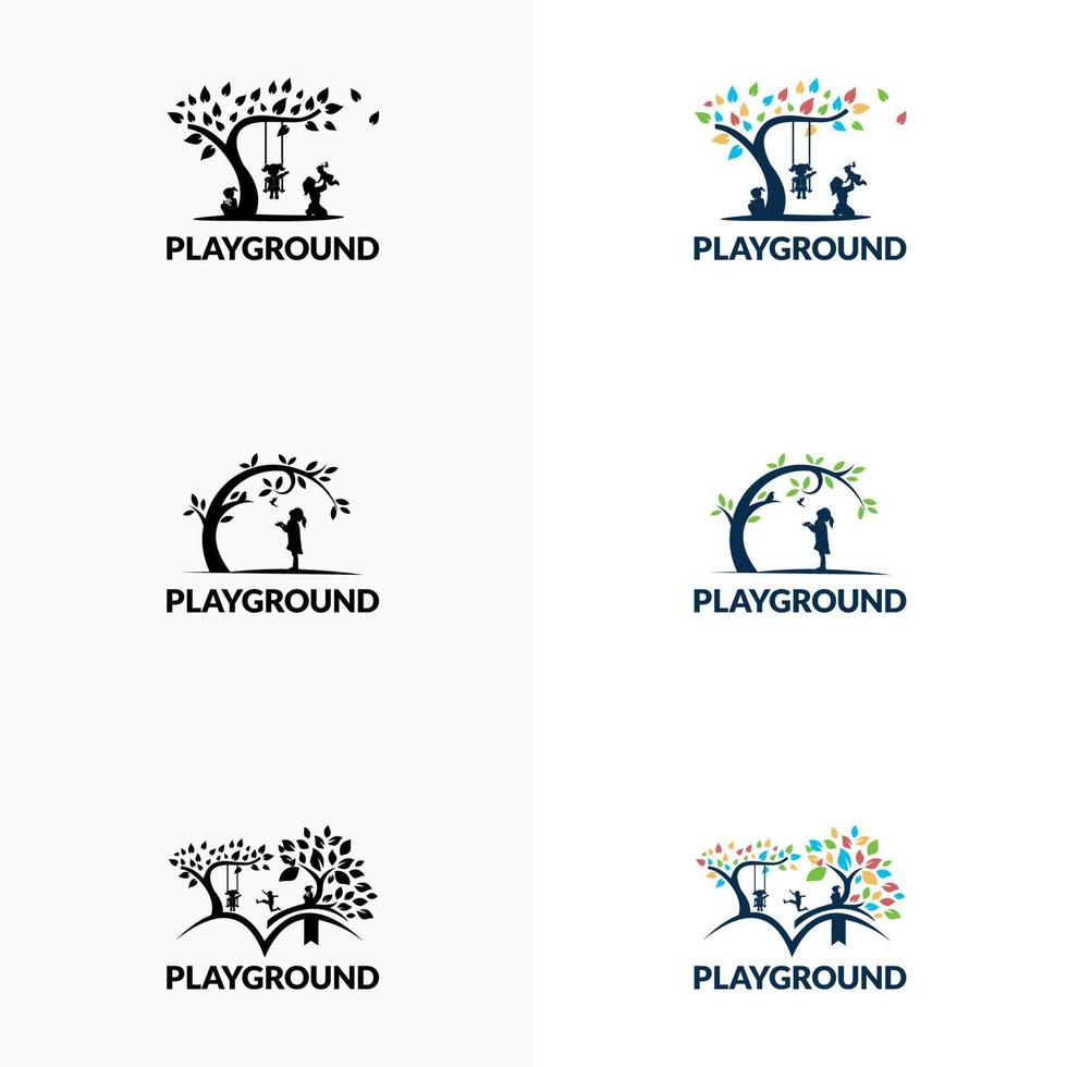 speeltuin vectorillustratie logo. peuterschool, kleuterschool logo sjabloon vector