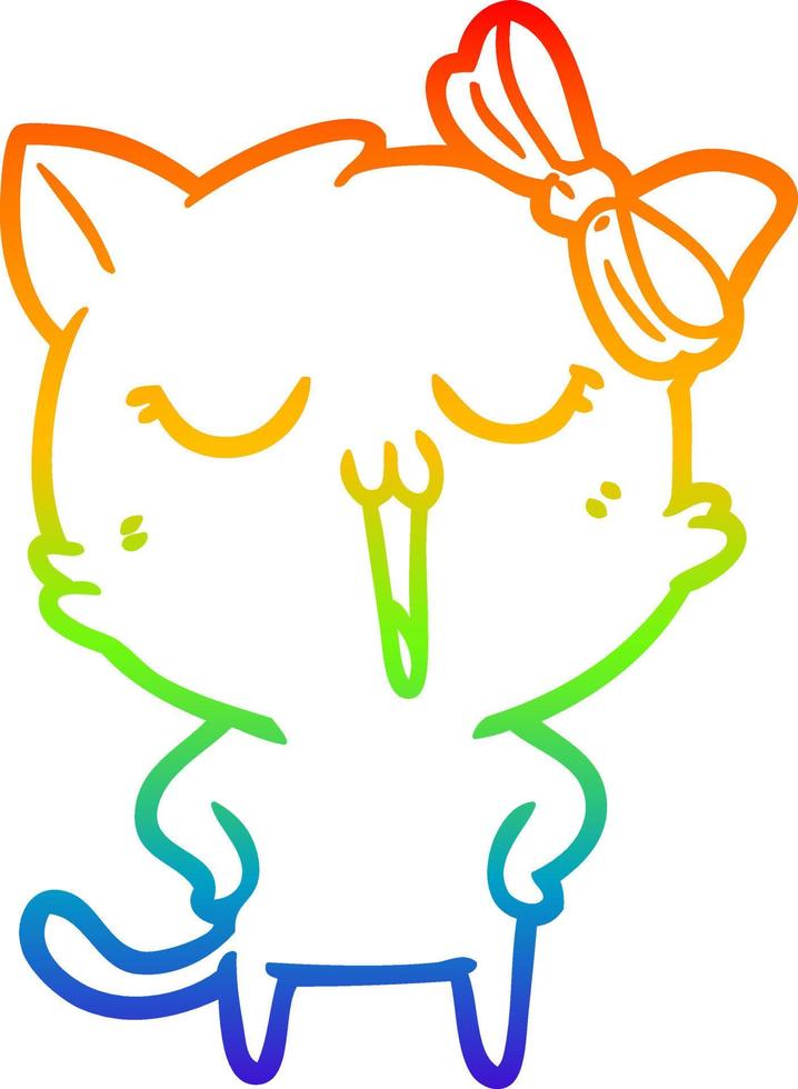 regenbooggradiënt lijntekening cartoon kat vector