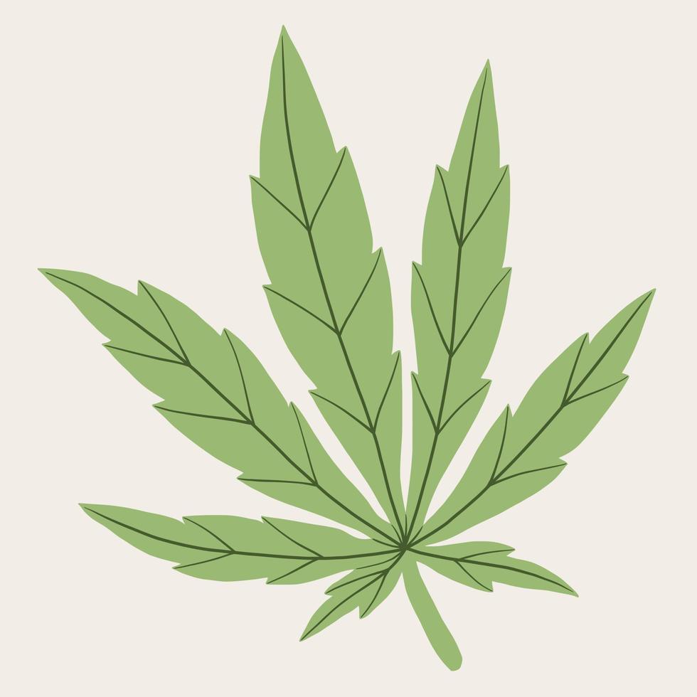 eenvoud cannabisblad uit de vrije hand tekenen. vector