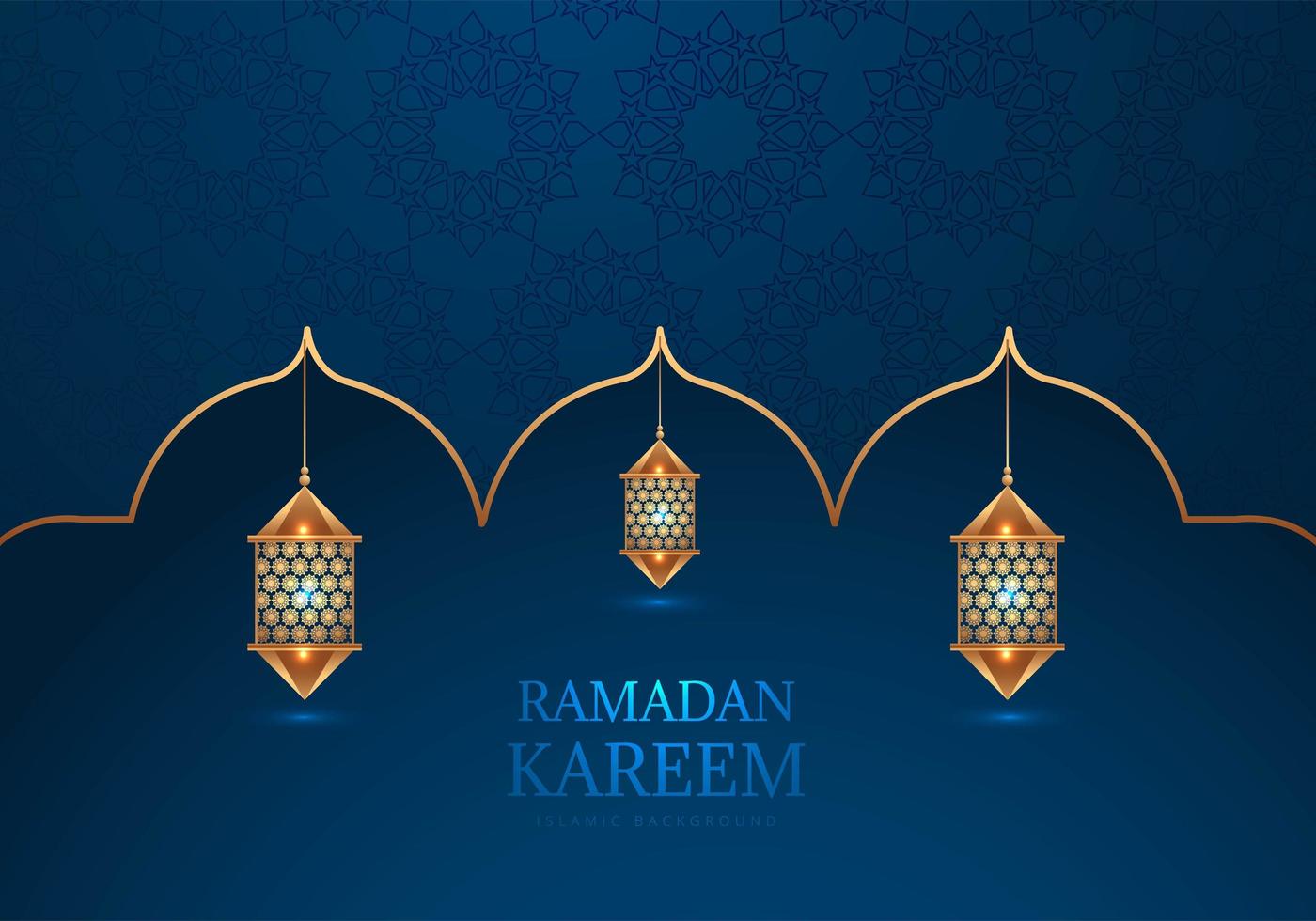 ramadan kareem decoratieve Arabische lampen op blauw vector