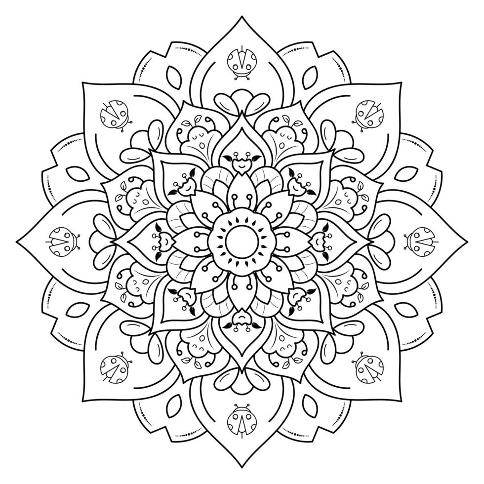 bloem mandala om in te kleuren vector