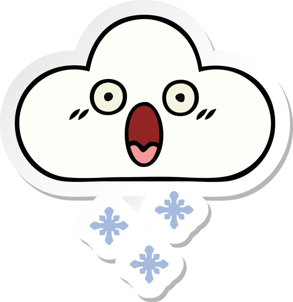 sticker van een schattige cartoon sneeuwwolk vector