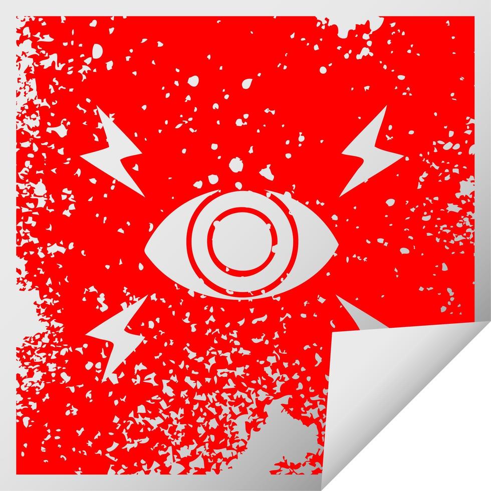 verontrust vierkant peeling sticker symbool mystic eye vector