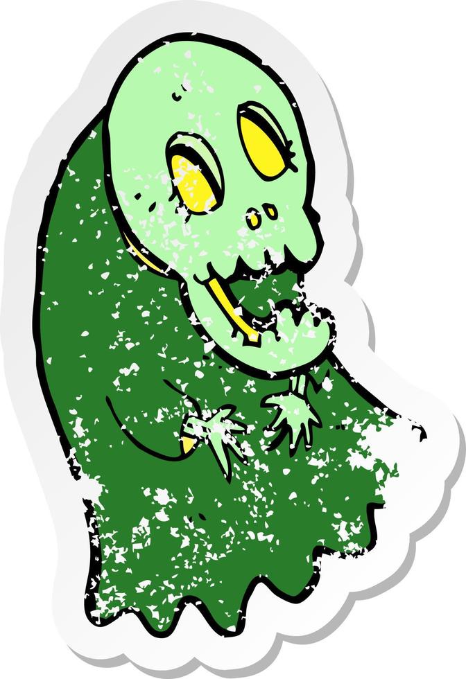 retro noodlijdende sticker van een cartoon spookachtige ghoul vector