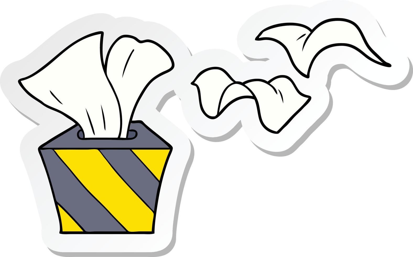 sticker van een tekenfilmdoos met tissues vector