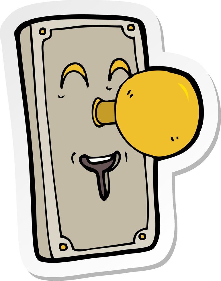 sticker van een cartoon deurknop vector