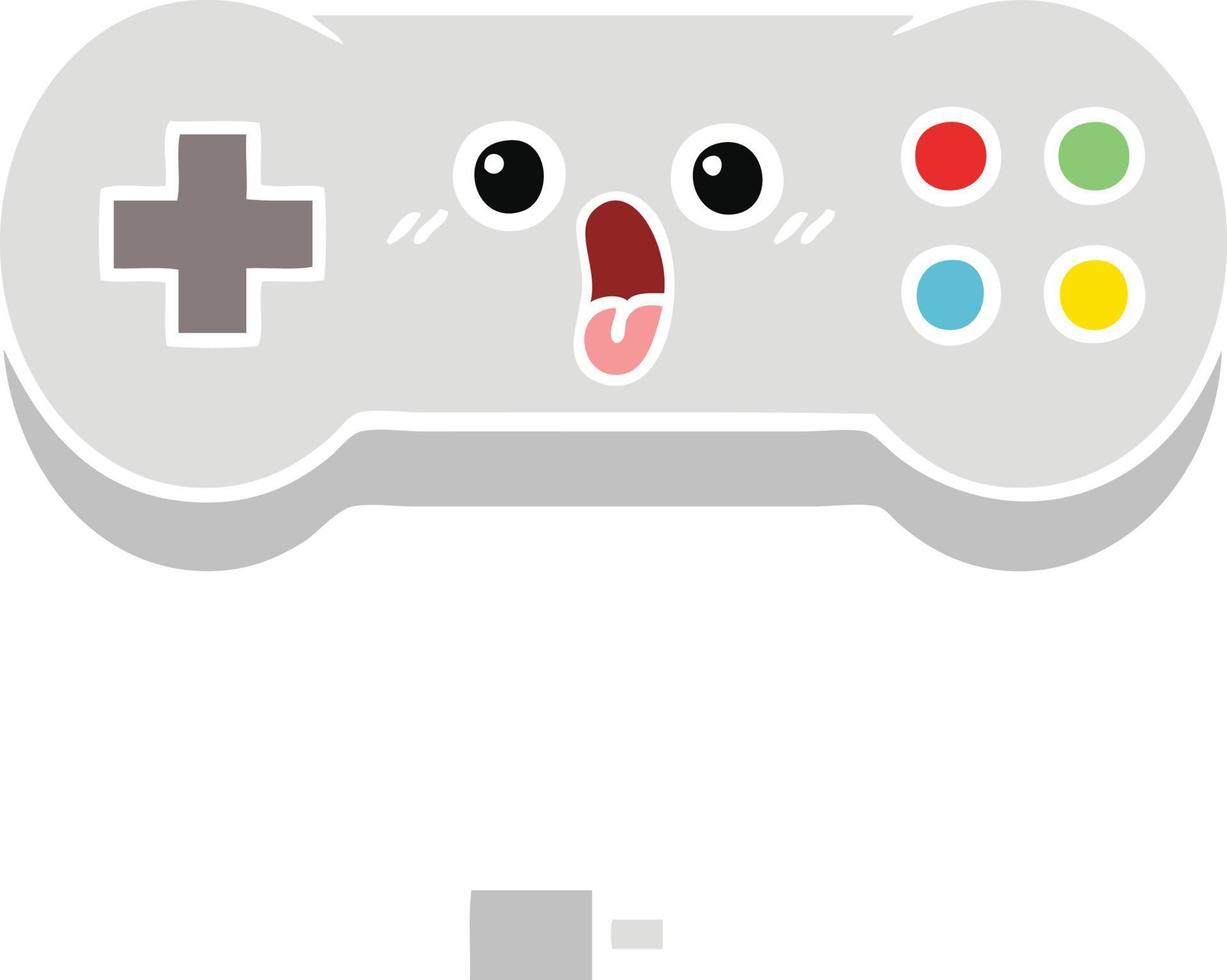 egale kleur retro cartoon gamecontroller vector