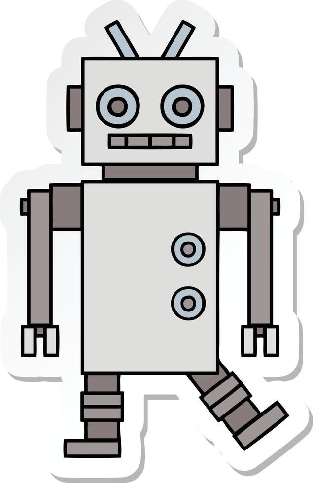 sticker van een schattige cartoon dansende robot vector