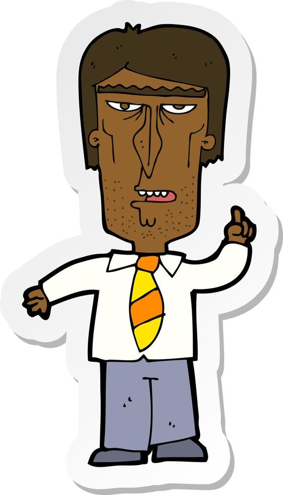 sticker van een cartoon knorrige baas vector