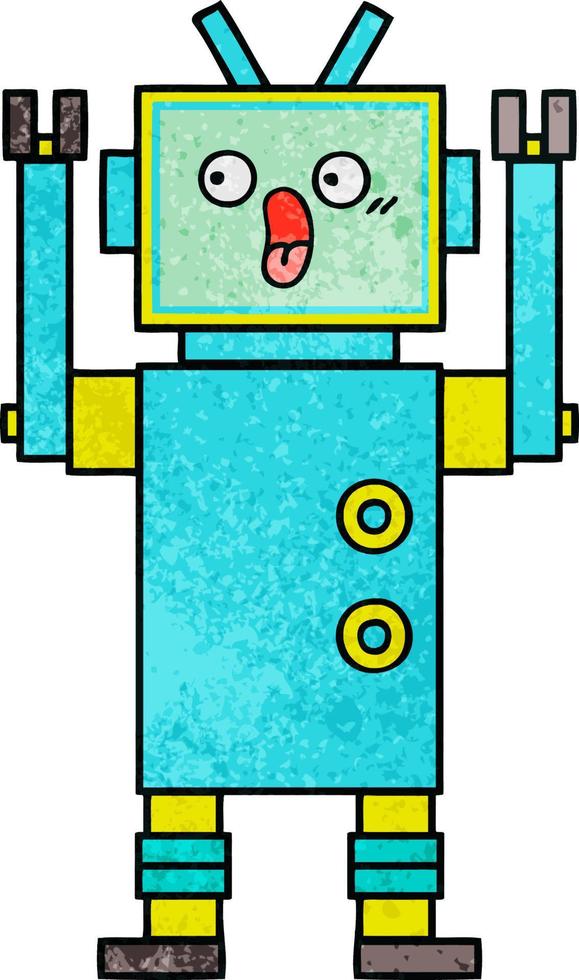 retro grunge textuur cartoon robot vector