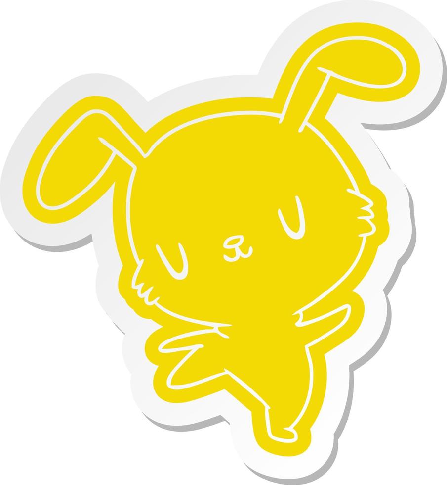 cartoon sticker kawaii schattig harig konijntje vector