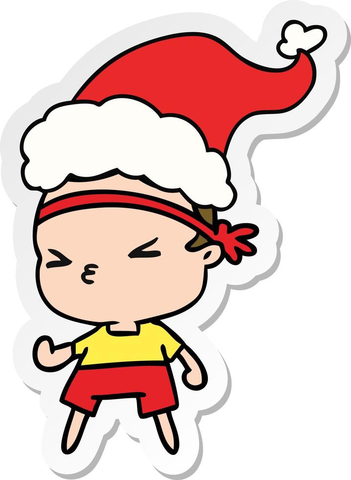 kerst sticker cartoon van kawaii jongen vector