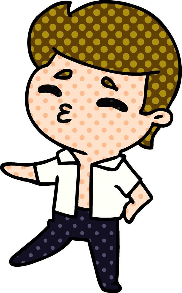 cartoon kawaii 1950 schattige jongen vector