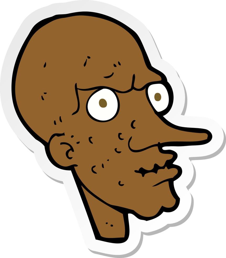 sticker van een cartoon boze oude man vector