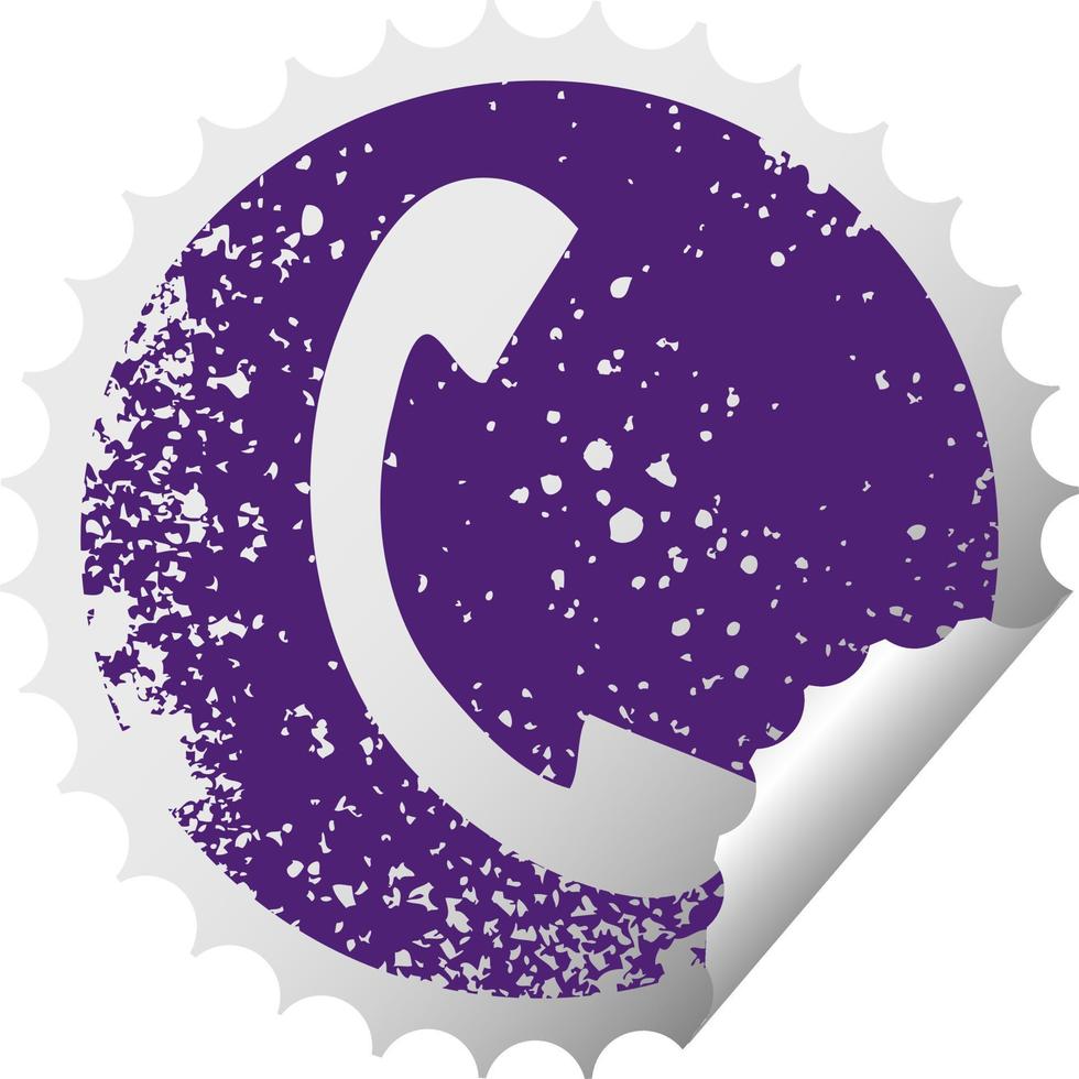 verontruste circulaire peeling sticker symbool telefoonhoorn vector