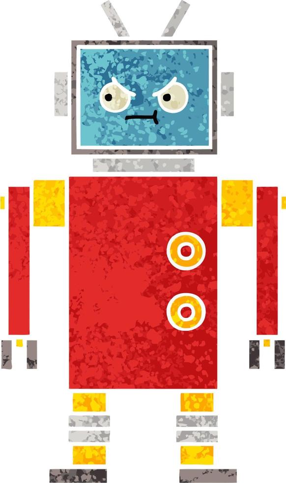 retro illustratie stijl cartoon robot vector