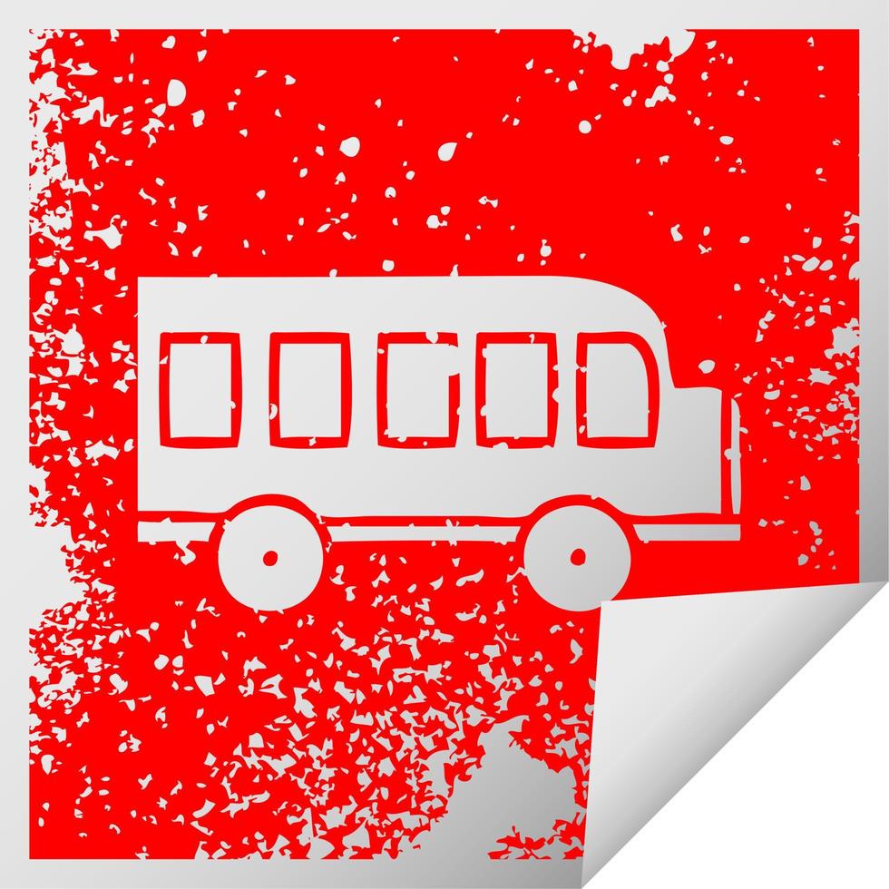verontruste vierkante peeling sticker symbool schoolbus vector