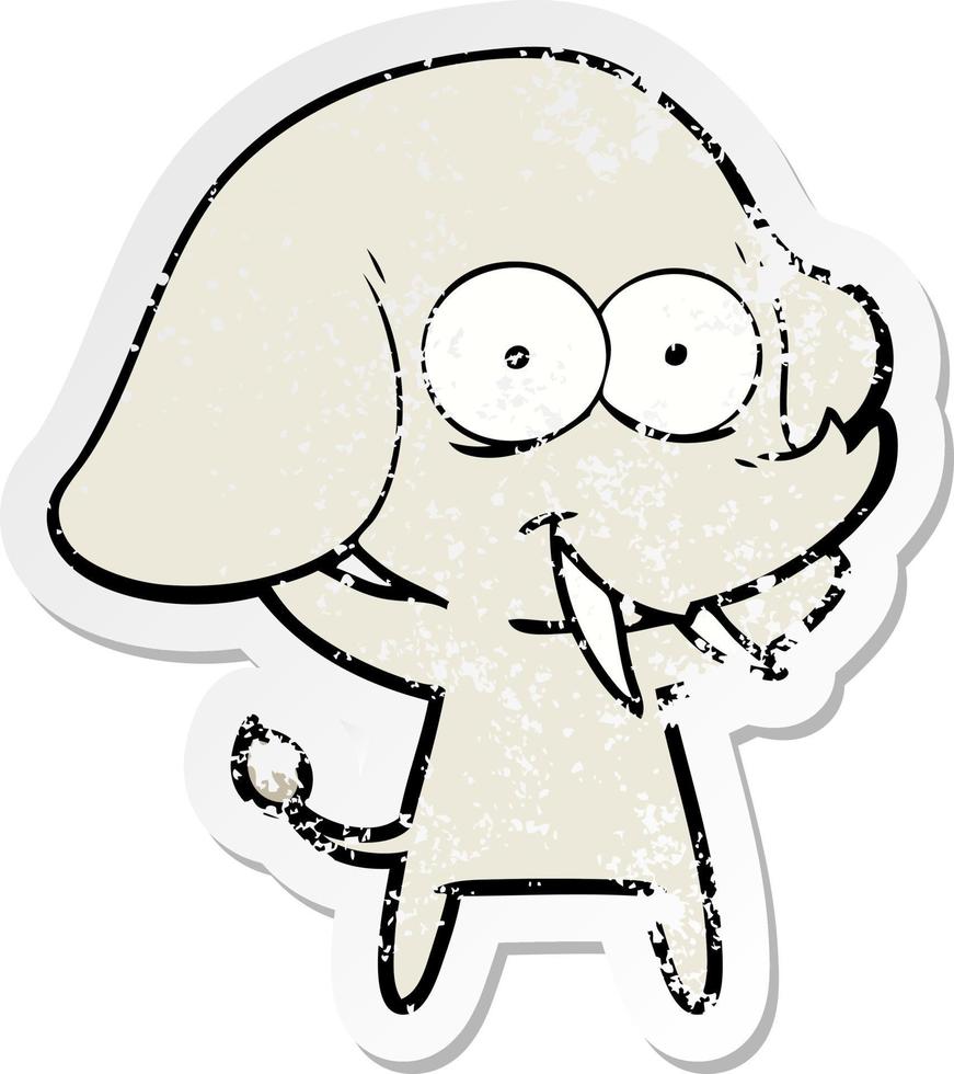 noodlijdende sticker van een vrolijke cartoonolifant vector