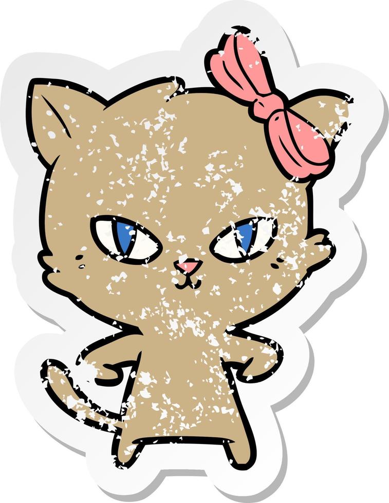 noodlijdende sticker van een schattige cartoonkat vector