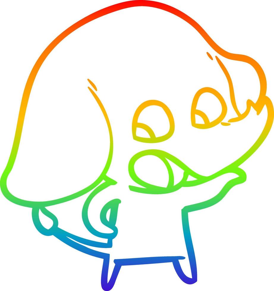 regenbooggradiënt lijntekening schattige cartoon olifant vector