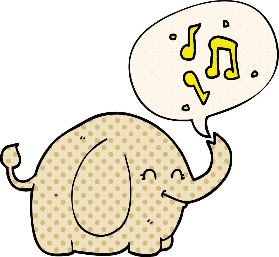 cartoon trompetterende olifant en tekstballon in stripboekstijl vector
