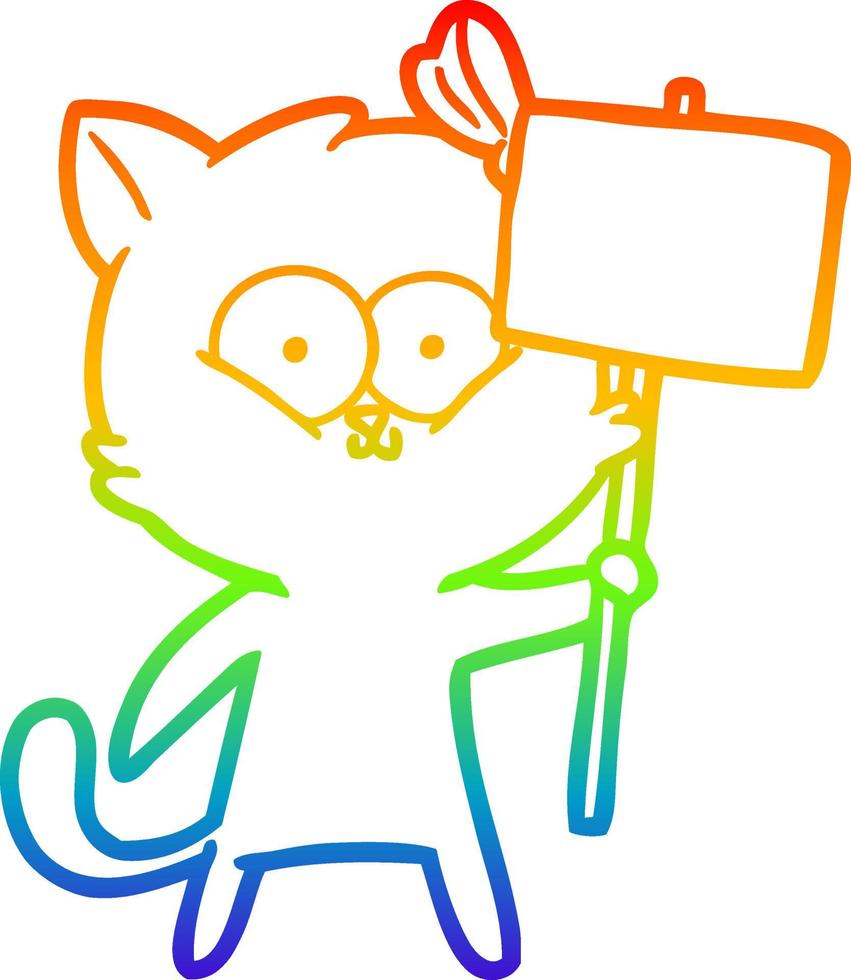 regenbooggradiënt lijntekening cartoon kat vector