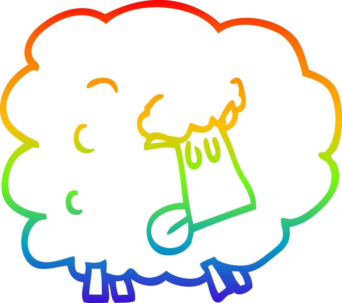 regenbooggradiënt lijntekening cartoon grappige schapen vector