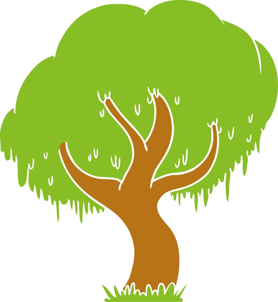 cartoon doodle van een groene boom vector