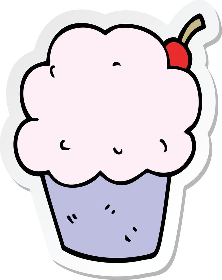 sticker van een cartoon cupcake vector