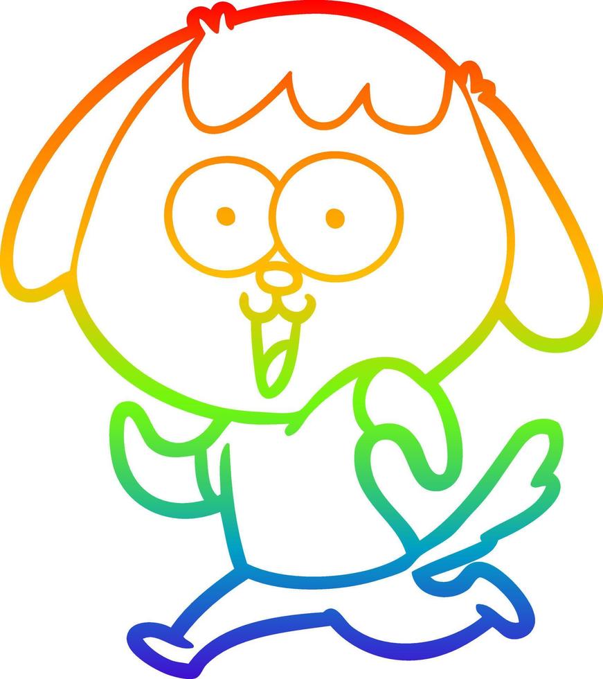 regenbooggradiënt lijntekening schattige cartoon hond vector