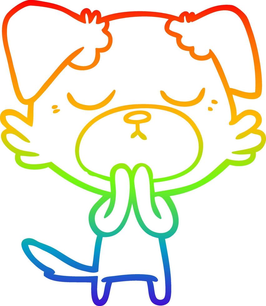 regenbooggradiënt lijntekening schattige cartoon hond vector