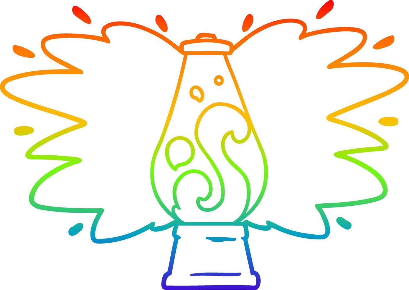 regenbooggradiënt lijntekening cartoon retro lavalamp vector