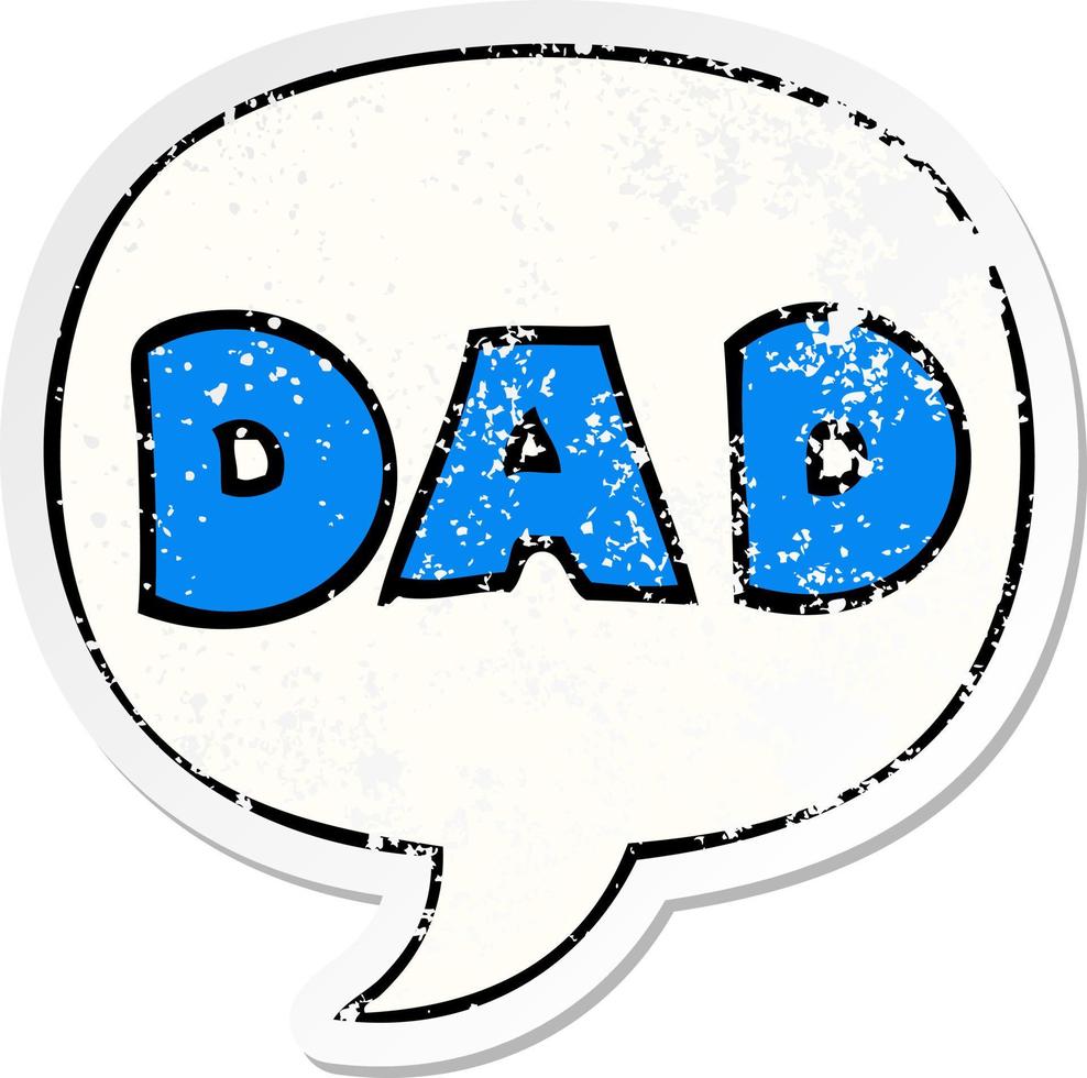cartoon woord papa en tekstballon noodlijdende sticker vector