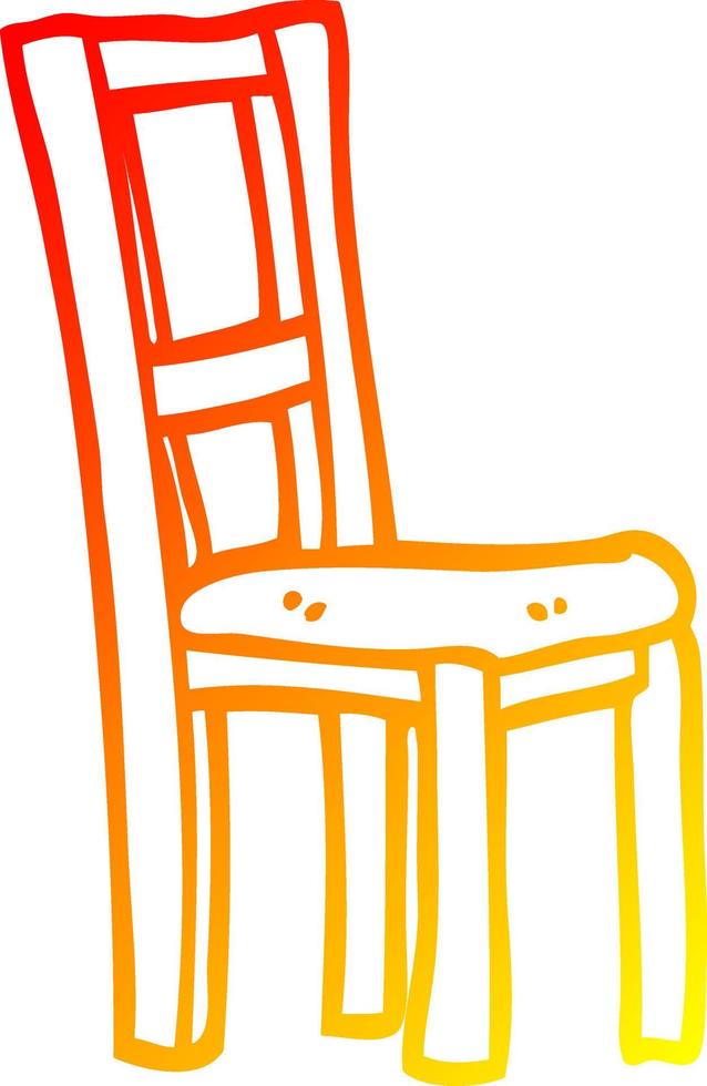 warme gradiënt lijntekening cartoon houten stoel vector
