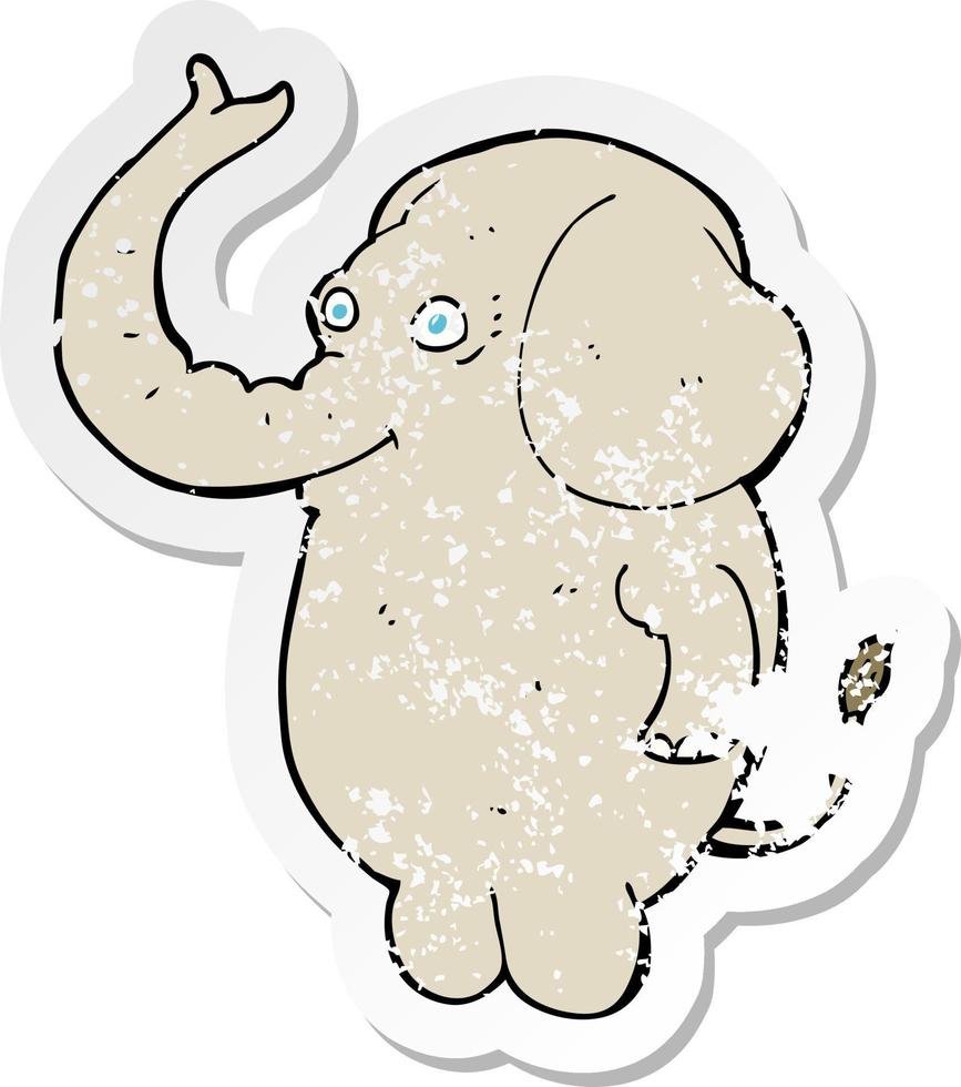 retro noodlijdende sticker van een cartoon grappige olifant vector