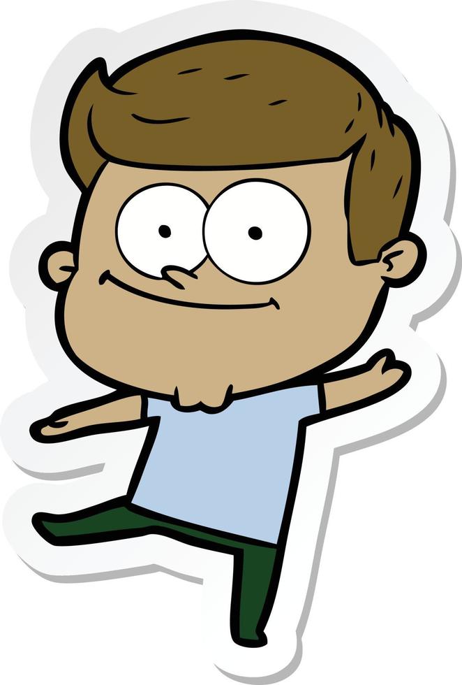 sticker van een cartoon gelukkige man vector