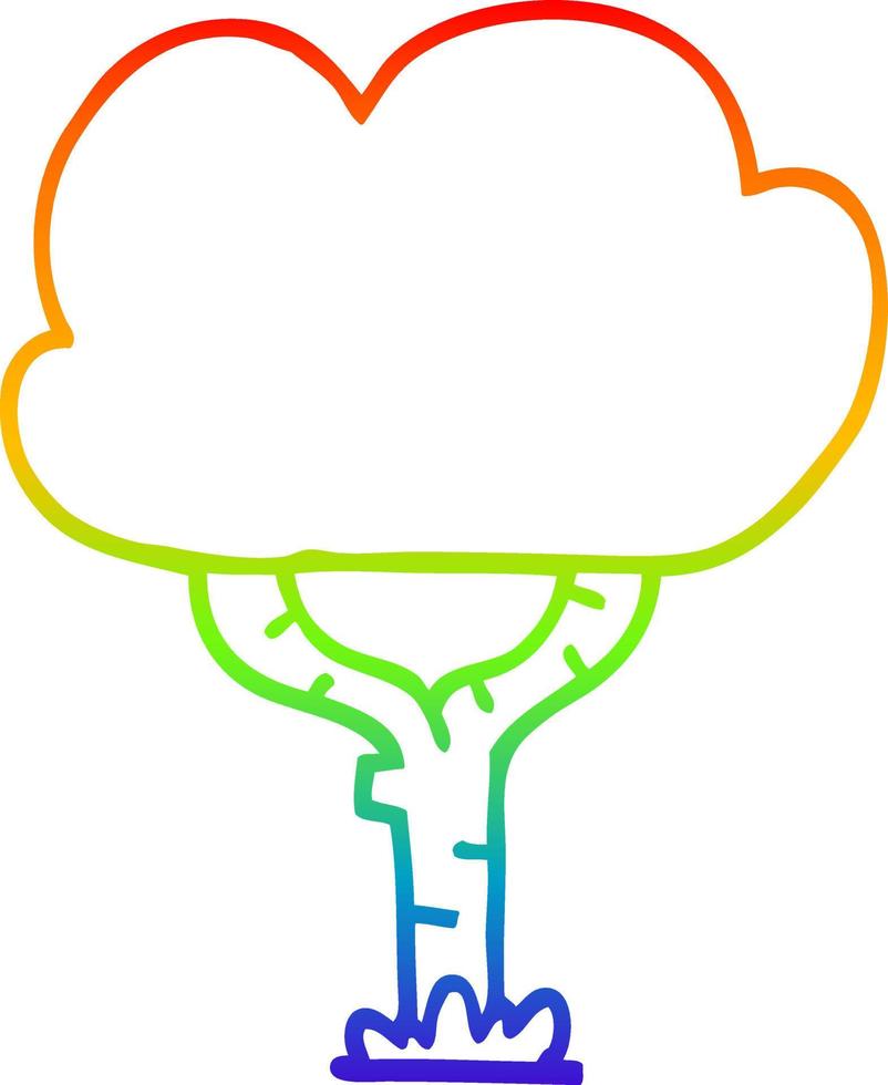 regenboog gradiënt lijntekening cartoon boom vector