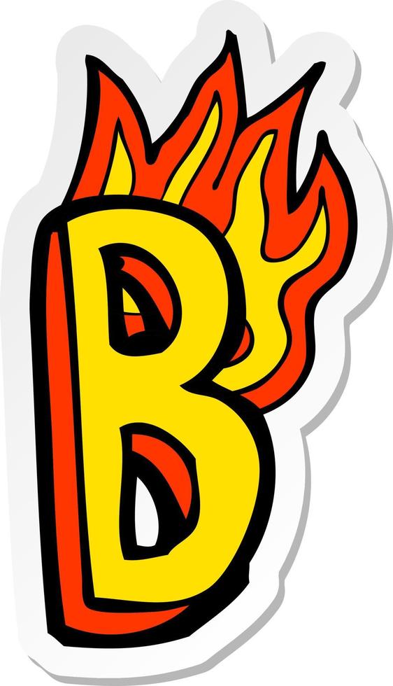 sticker van een cartoon brandende letter vector