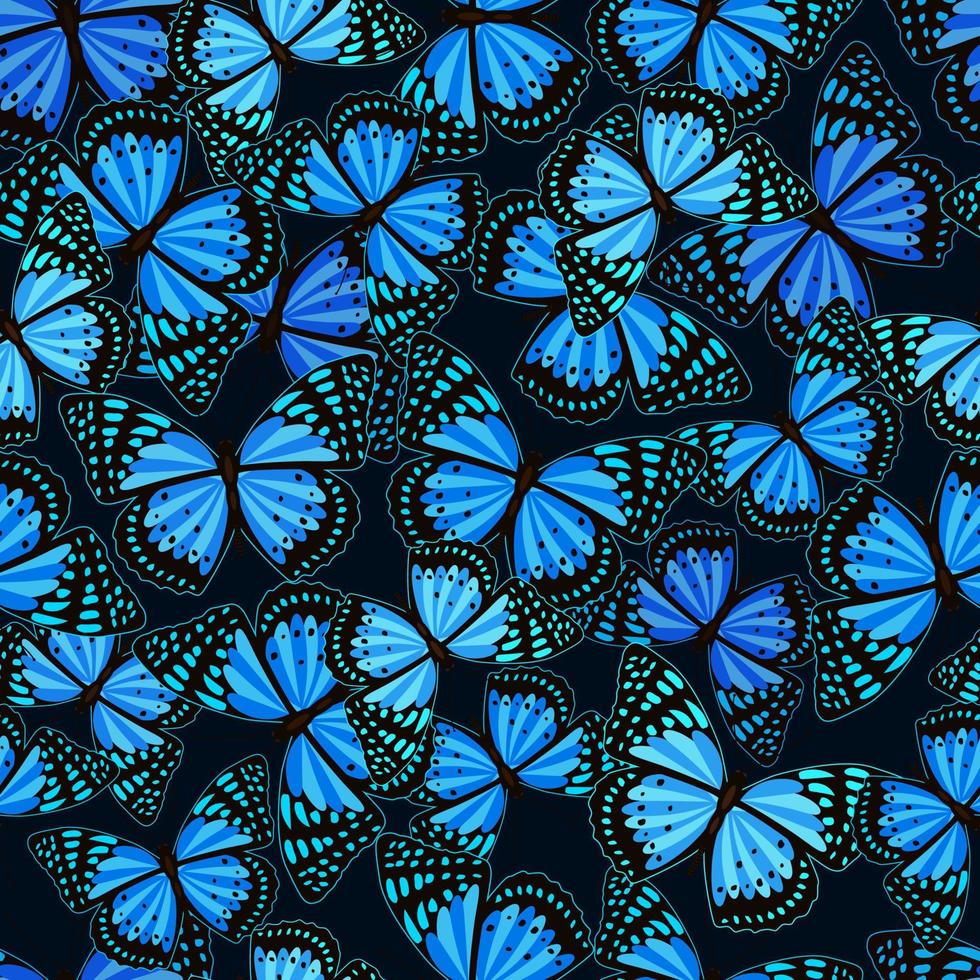 veel blauwe vlinders naadloos patroon vector