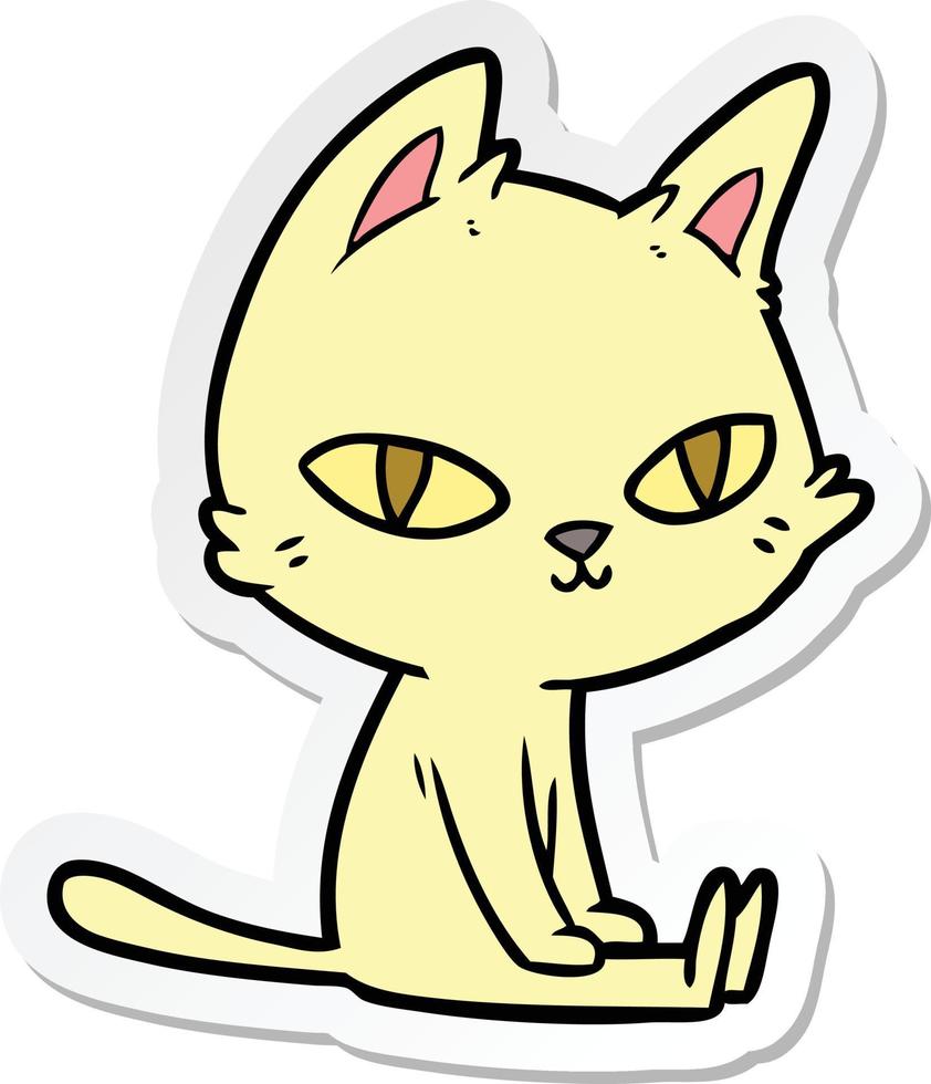 sticker van een zittende cartoonkat vector