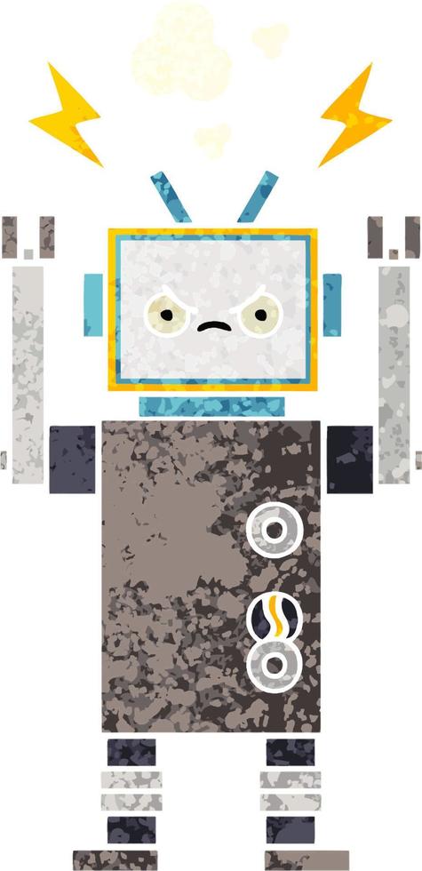 retro illustratie stijl cartoon robot vector