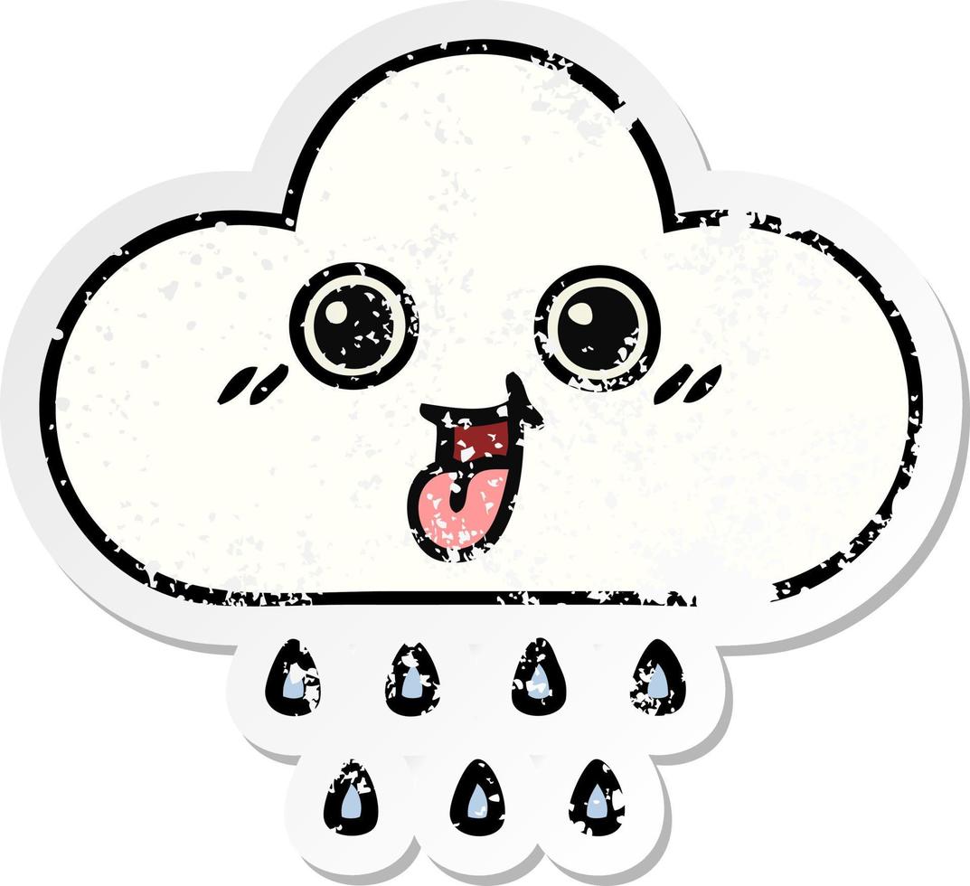 noodlijdende sticker van een schattige cartoon regenwolk vector