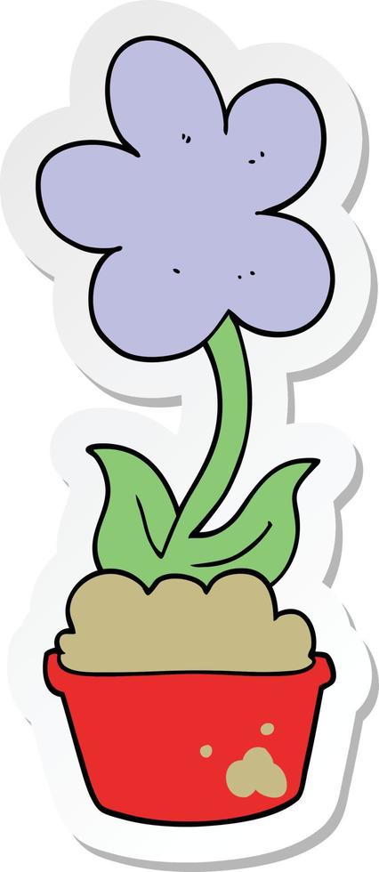 sticker van een schattige cartoonbloem vector