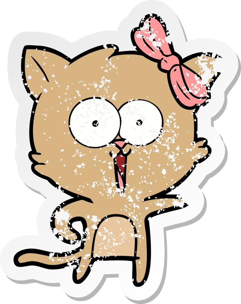 noodlijdende sticker van een cartoonkat vector